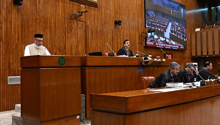 Senate Chairman Yusuf Raza Gilani is chairing upper house session on November 8, 2025. — X/@OfficeSenate