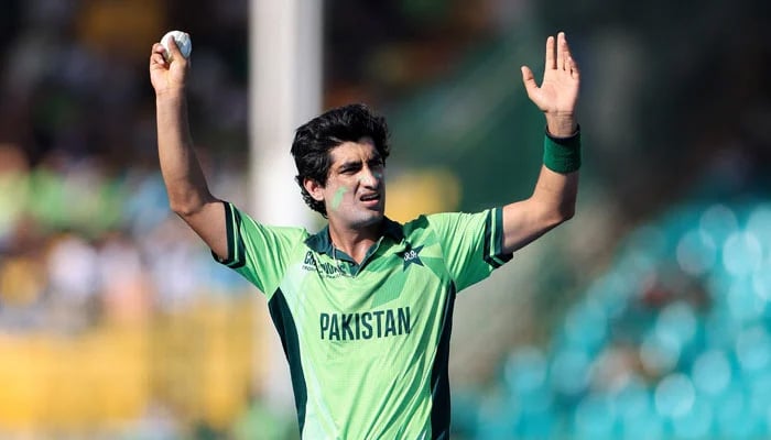 Pakistans Naseem Shah reacts during the first match of the ICC Mens Champions Trophy 2025 between Pakistan and New Zealand at the National Bank Stadium in Karachi on February 19, 2025. — Reuters