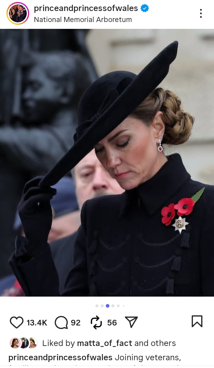 Kate Middleton stuns in black outfit as she pays homage to fallen heroes