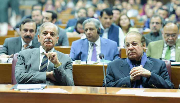 Prime Minister Shehbaz Sharif and Pakistan Muslim League-Nawaz president Nawaz Sharif attends National Assembly session, Islamabad, November 12, 2025. — X/@GovtofPakistan