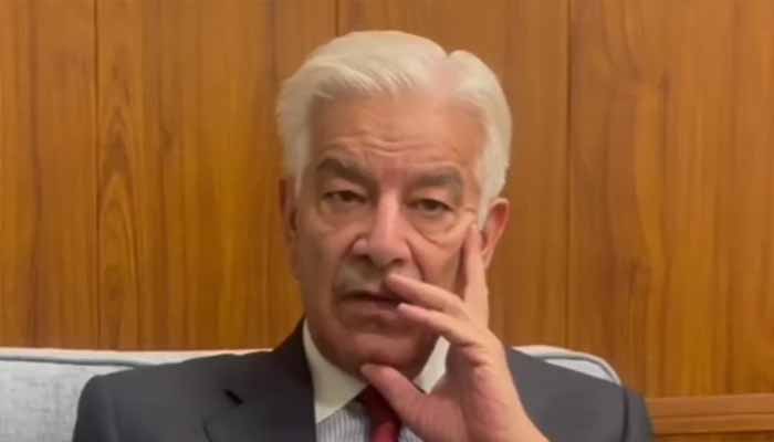 Defence Minister Khawaja Asif speaks to Geo News at Parliament House, Islamabad, November 12, 2025. — Screengrab via YouTube/ Geo News