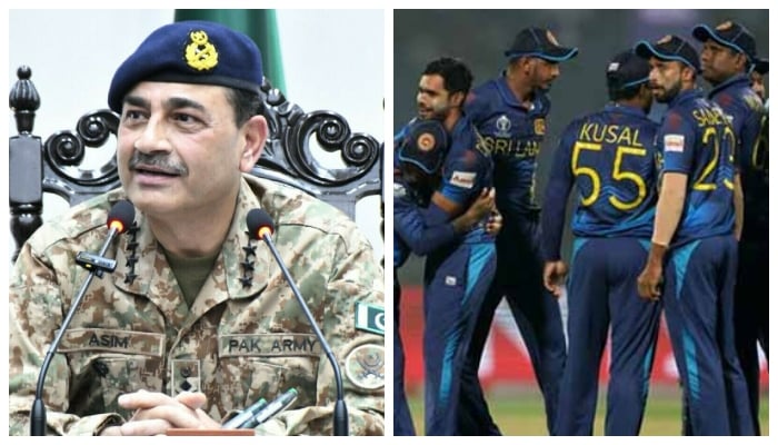This collage shows Chief of Army Staff Field Marshal Asim Munir (left) and Sri Lankan team. —  ISPR/Reuters