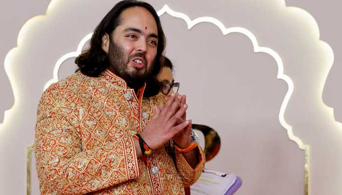 Anant Ambani, son of Mukesh Ambani, gestures during an event in Mumbai, India, July 12, 2024 — Reuters