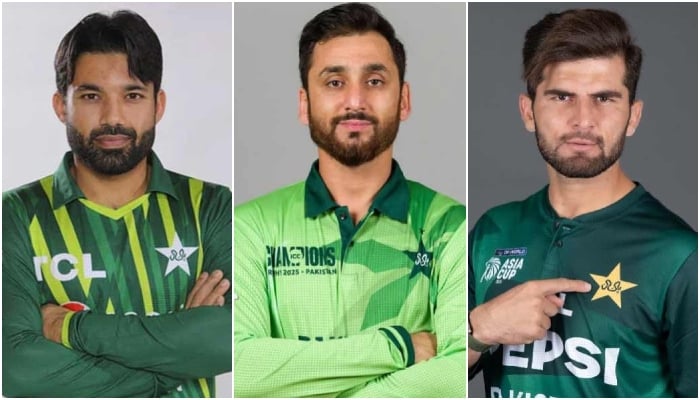(From left) This collage shows Pakistans wicketkeeper-batter Mohammad Rizwan, T20I captain Salman Ali Agha, and ODI skipper Shaheen Shah Afridi. — Instagram