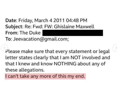 Text of former prince Andrew and Jeffery Epstein emails