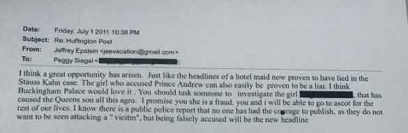 Text of former prince Andrew and Jeffery Epstein emails