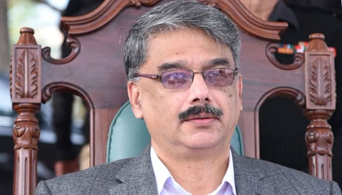 Azad Jammu and Kashmir (AJK) Prime Minister Chaudhry Anwarul Haq attends passing out event of 59th squad of the AJK Police in Muzaffarabad. — Facebook/@AuHajk