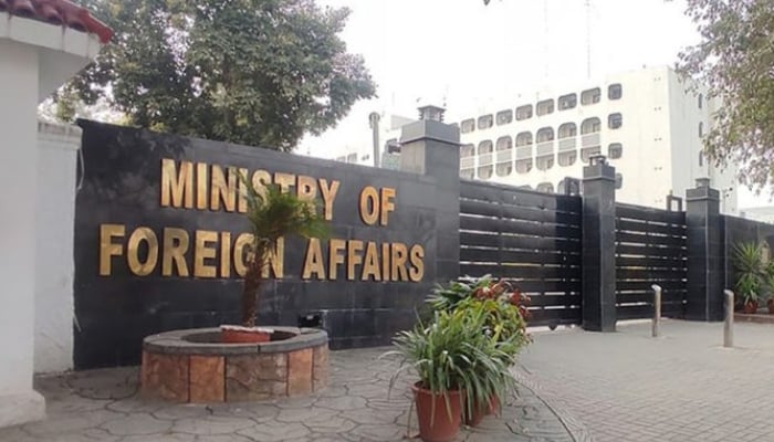 An image showing the board reading Ministry of Foreign Affairs outside the office of Minstry of Foreign Affairs. — APP/File