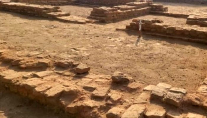 This photo shows remains of a 16th-century caravanserai unearthed during the latest excavation in Harappa. — Reporter