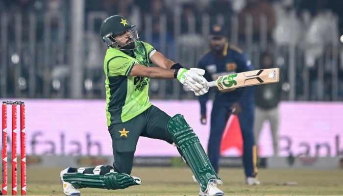 Pakistan´s Babar Azam plays a shot during the second ODI match against Sri Lanka at the Rawalpindi Cricket Stadium, November 14, 2025. — AFP
