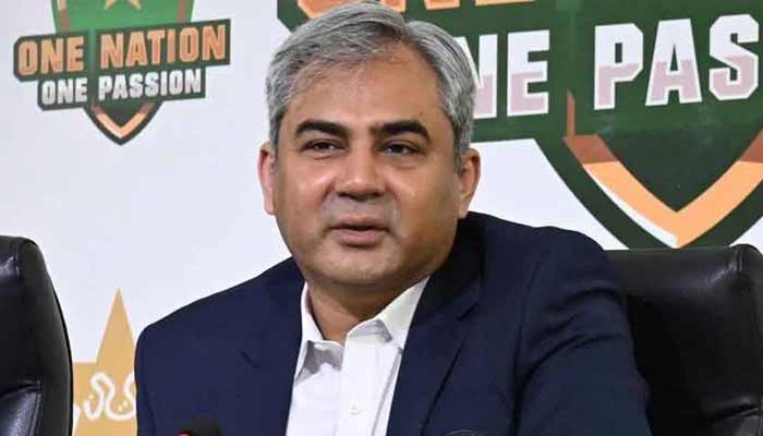 PCB Chairman Mohsin Naqvi in a press conference - AFP