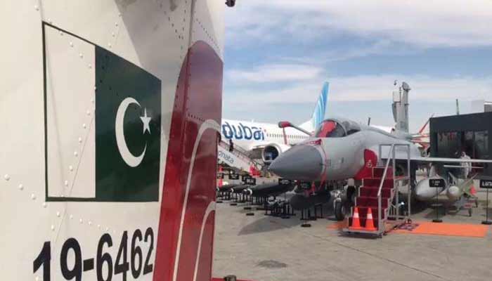 A Pakistani JF-17 fighter aircraft is pictured in this undated image, Dubai Abu Dhabi. — Reporter
