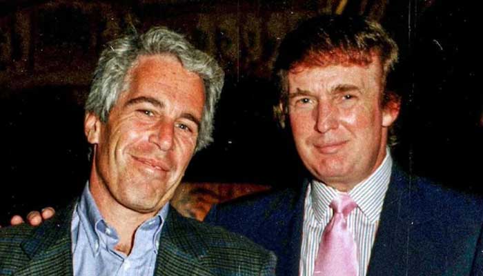 An undated image of US President Donald Trump pictured with late convicted sex offender Jeffrey Epstein. — X@VictorKvert2008/File
