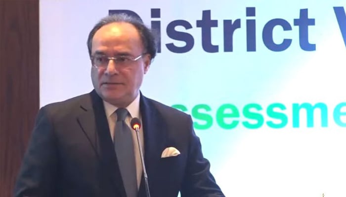 Federal Minister for Finance and Revenue Senator Muhammad Aurangzeb is addressing ceremony on November 17, 2025. — APP