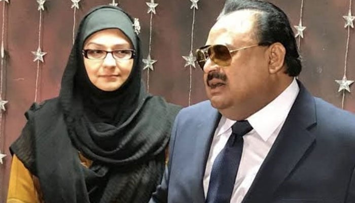 Kahkashan Haider Khans file picture with Altaf Hussain in London. — social media