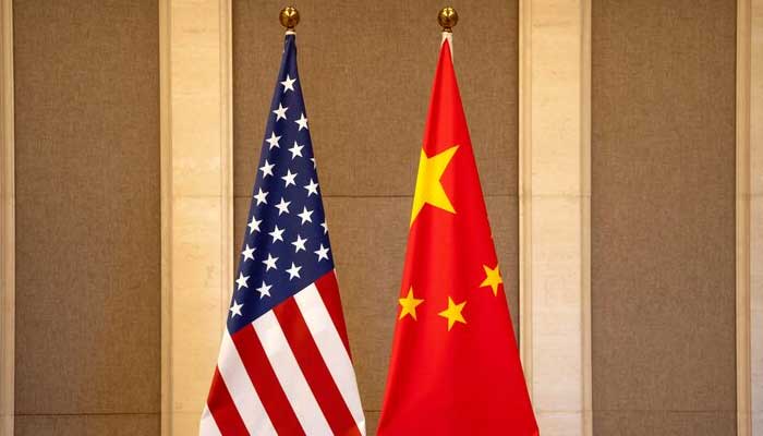 US and Chinese flags are set up before a meeting between US Treasury Secretary Janet Yellen and Chinese Vice Premier He Lifeng at the Diaoyutai State Guesthouse in Beijing, China. — Reuters/File