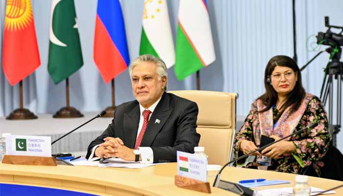 Deputy Prime Minister and Foreign Minister Ishaq Dar speaks during 24th meeting of Shanghai Cooperation Organisation Council of Heads of Government in Moscow, Russia, November 18, 2025. — X/@ForeignOfficePK