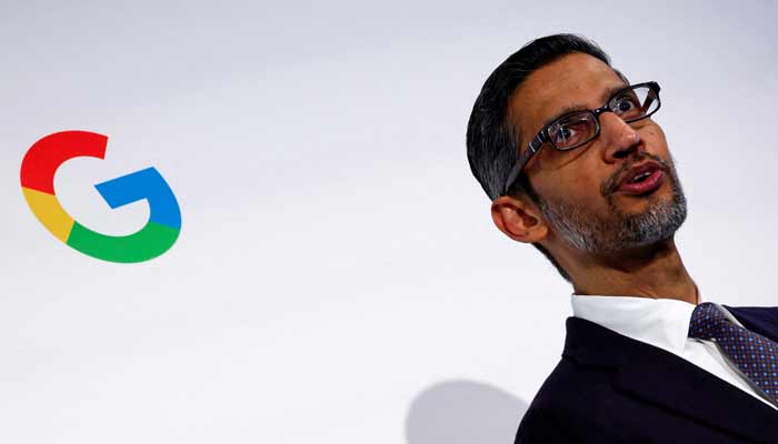 Sundar Pichai, CEO of Google and Alphabet, delivers a speech during the inauguration of a new hub in France dedicated to the artificial intelligence (AI) sector. — Reuters