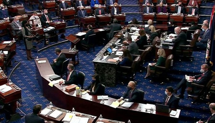 This file phot shows view of the US Senate chamber on Capitol Hill in Washington, US. — Reuters
