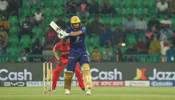 Quetta Gladiators batter Hasan Nawaz in action during match against Islamabad United in Pakistan Super League season 10 at Gaddafi Stadium, Lahore, on May 3, 2025. — PCB