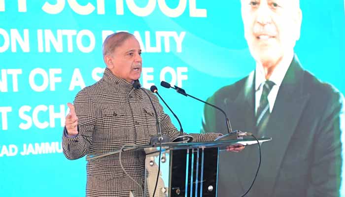 Prime Minister Shehbaz Sharif addresses ceremony in AJK on November 20, 2025. — X/@GovtofPakistan