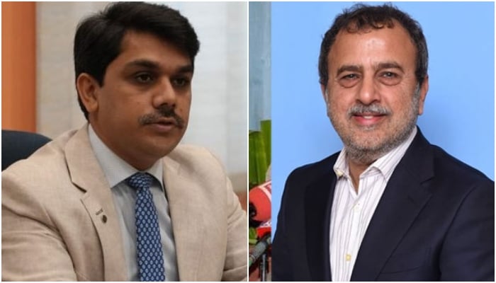 This collage of pictures show Federal Minister of Power Sardar Awais Ahmad Khan Leghari (right) and Special Assistant to the Prime Minister Huzaifa Rehman. —APP/NA website/File