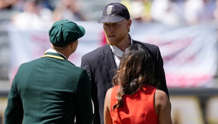 England captain Ben Stokes shakes hands with Australia captain Steve Smith during the coin toss before the start of play on November 21, 2025 at the Perth Stadium, Perth, Australia. — Reuters