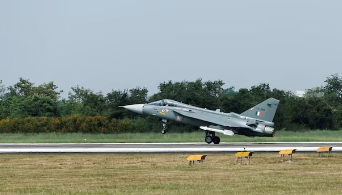 Hindustan Aeronautics Limited (HAL) Tejas Mark 1A, a light combat aircraft takes off at HAL Nashik, India, October 17, 2025. — Reuters