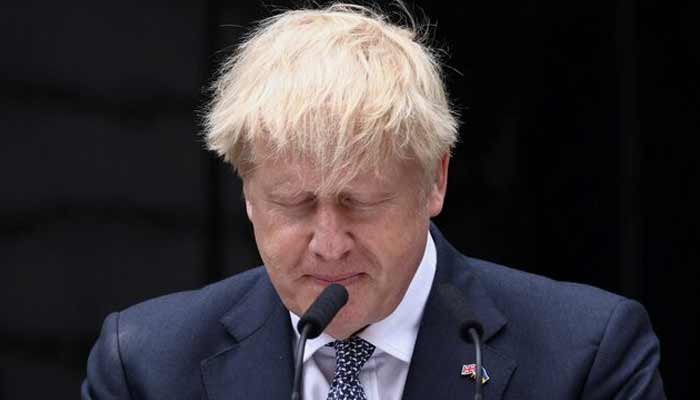 Former British Prime Minister Boris Johnson makes a statement at Downing Street in London, Britain.— Reuter/File