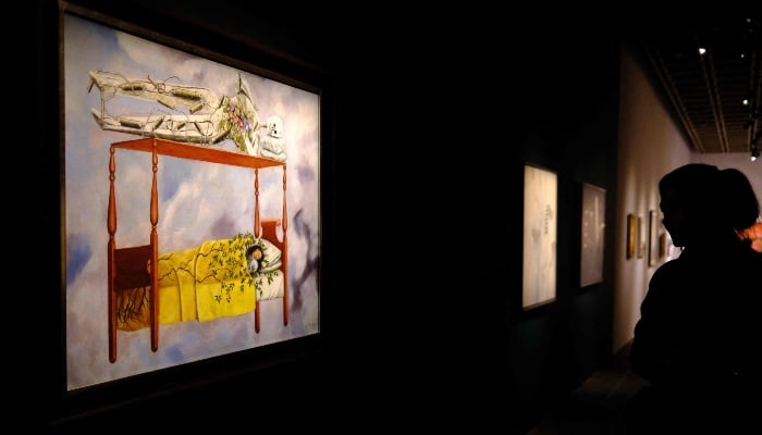 El Sueno by Frida Kahlo is pictured at Sothebys Marquee Sales Series in New York on November 8, 2025. — AFP
