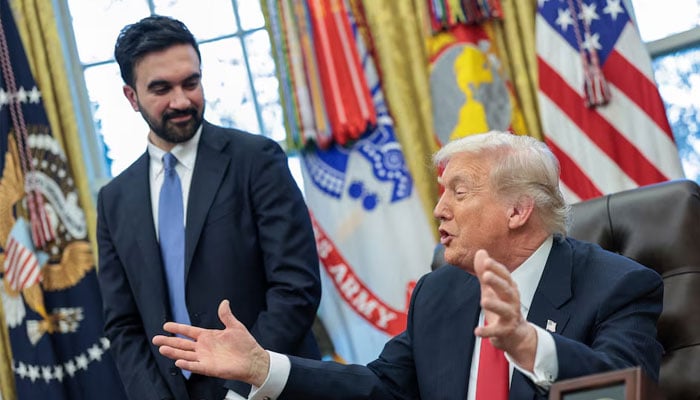 US President Donald Trump and New York City Mayor-elect Zohran Mamdani speak to members of the media as they meet in the Oval Office at the White House in Washington, DC, US, November 21, 2025. — Reuters