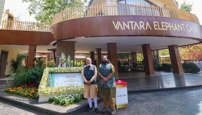 Indias Prime Minister Narendra Modi and Anant Ambani, son of Indian billionaire Mukesh Ambani, pose for a photograph after the inauguration of Vantara animal rescue and rehabilitation centre in Jamnagar, Gujarat, India. — Reuters