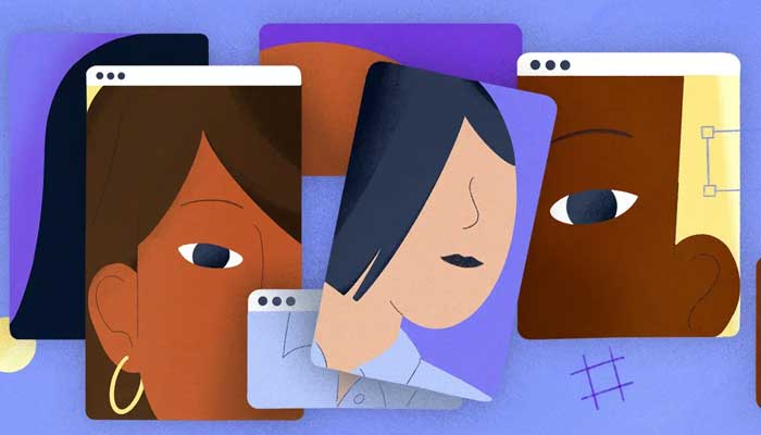 A representational image showing a digital illustration of screenshots featuring women. — UNwomen website/File