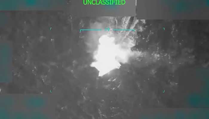 A vessel is struck by the US military as it navigates in the southern Caribbean, in this still image obtained from video posted by US President Donald Trump on Truth Social and released on September 2, 2025. — Reuters