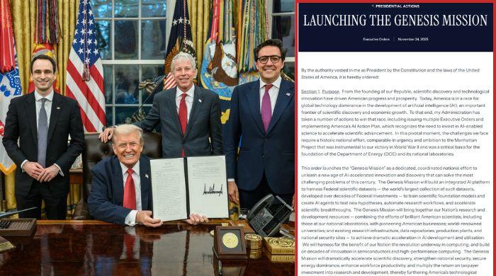 Trump's 'Genesis Mission' launches national AI moonshot, forbidding state rules