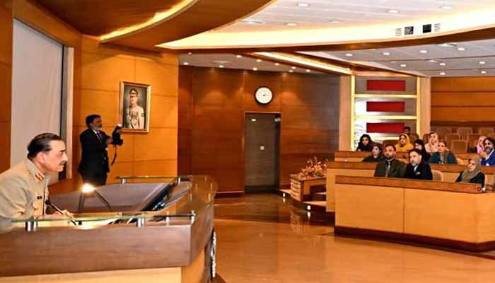 Chief of Army Staff Field Marshal Asim Munir is addressing participants of National Security Workshop–27 (NSW–27) at the General Headquarters on November 26. — ISPR