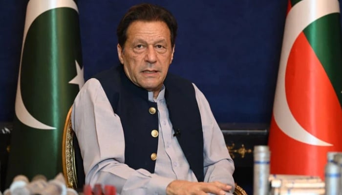 Pakistan Tehreek-e-Insaf Chairman Imran Khan speaks during an interview with AFP at his residence in Lahore on March 15, 2023. — AFP