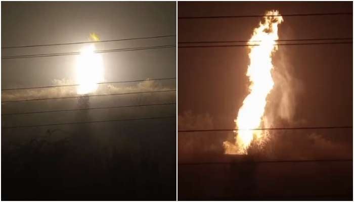 The image shows the blaze in the gas pipeline. — YouTube@Geo News/Screengrab