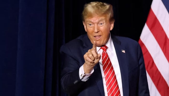 US President Donald Trump gestures to supporters during a campaign rally at the Forum River Centre in Rome, Georgia, US, March 9, 2024. — Reuters