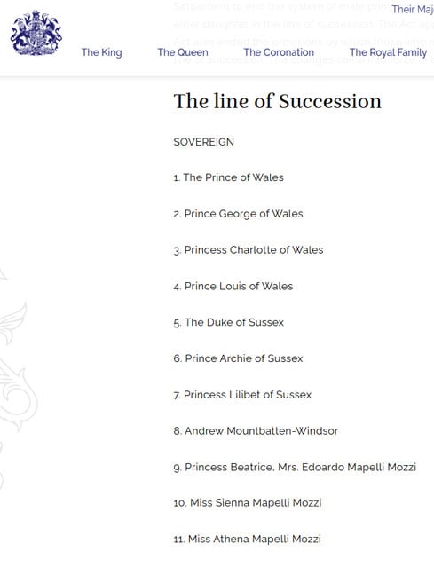 Buckingham Palace issues new change in line of succession