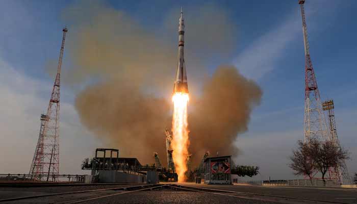 A Soyuz MS-28 spacecraft launches for an expedition to the International Space Station (ISS) from the Baikonur Cosmodrome, Kazakhstan.— Reuters