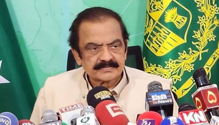PML-N senior leader and Adviser to the Prime Minister on Inter-Provincial Coordination, Rana Sanaullah, addresses a press conference. — Radio Pakistan/File
