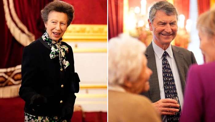 Princess Anne and her husband Sir Tim Laurence meet with over 200 guests