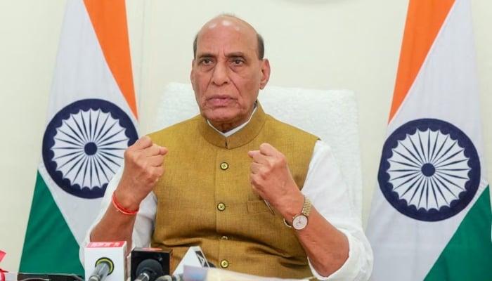 Indias Defence Minister Rajnath Singh addresses after virtually inaugurated the BrahMos Integration and Testing Facility Centre opening in Lucknow, India, May 11, 2025. — Reuters