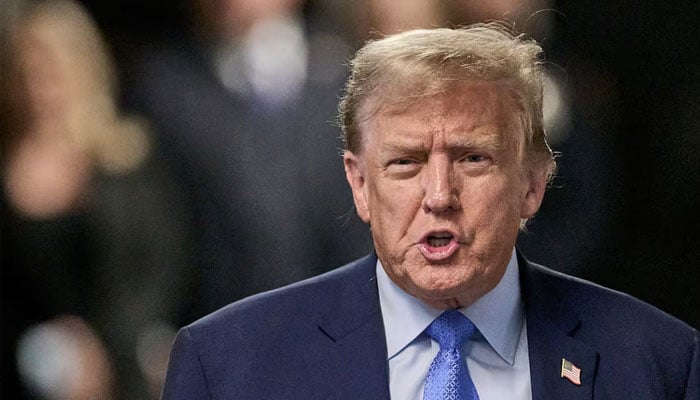 US President Donald Trump speaks to members of the media at Manhattan criminal court in New York, US, on Friday, April 26, 2024. — Reuters