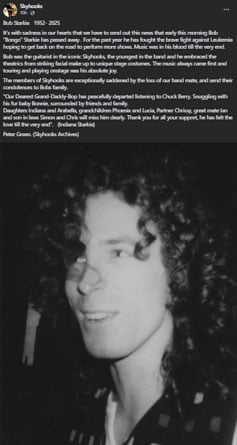 Skyhooks guitarist Bob ‘Bongo Starkie dies at 73