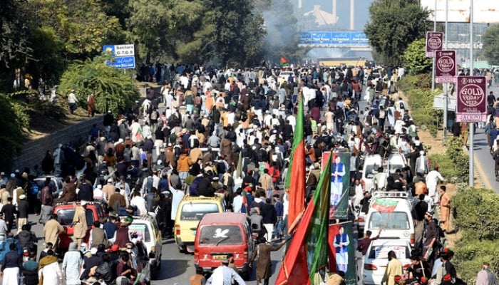 Pakistan Tehreek-e-Insaf (PTI) supporters protest in Islamabad, November 26, 2024. — Reuters