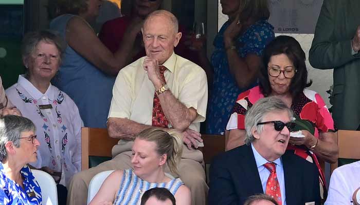 Former England batsman Geoffrey Boycott (centre) attends the second day of the third cricket test match between England and India at Lords cricket ground in London, on July 11, 2025.— AFP