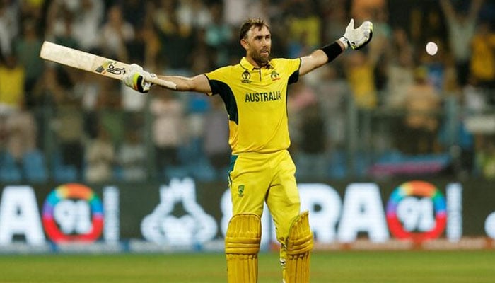 Australias Glenn Maxwell celebrates after the match against Afghanistan in ICC Cricket World Cup 2023 - at Wankhede Stadium, Mumbai, India on November 7, 2023. — Reuters