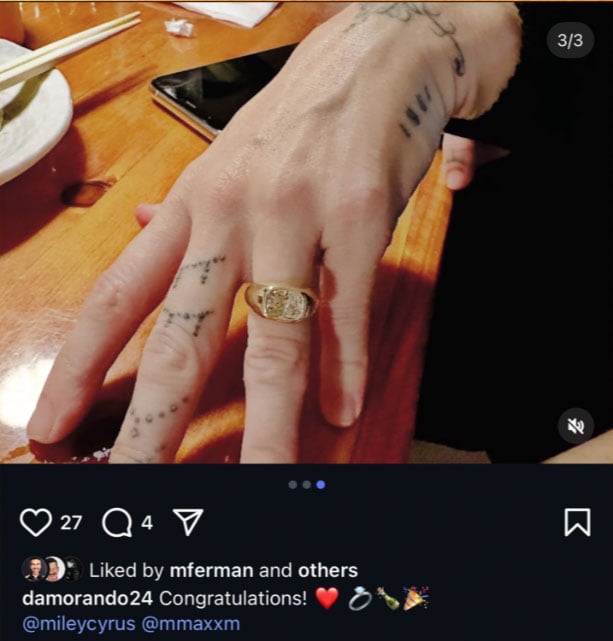 Miley Cyrus is engaged to boyfriend Maxx Morando?